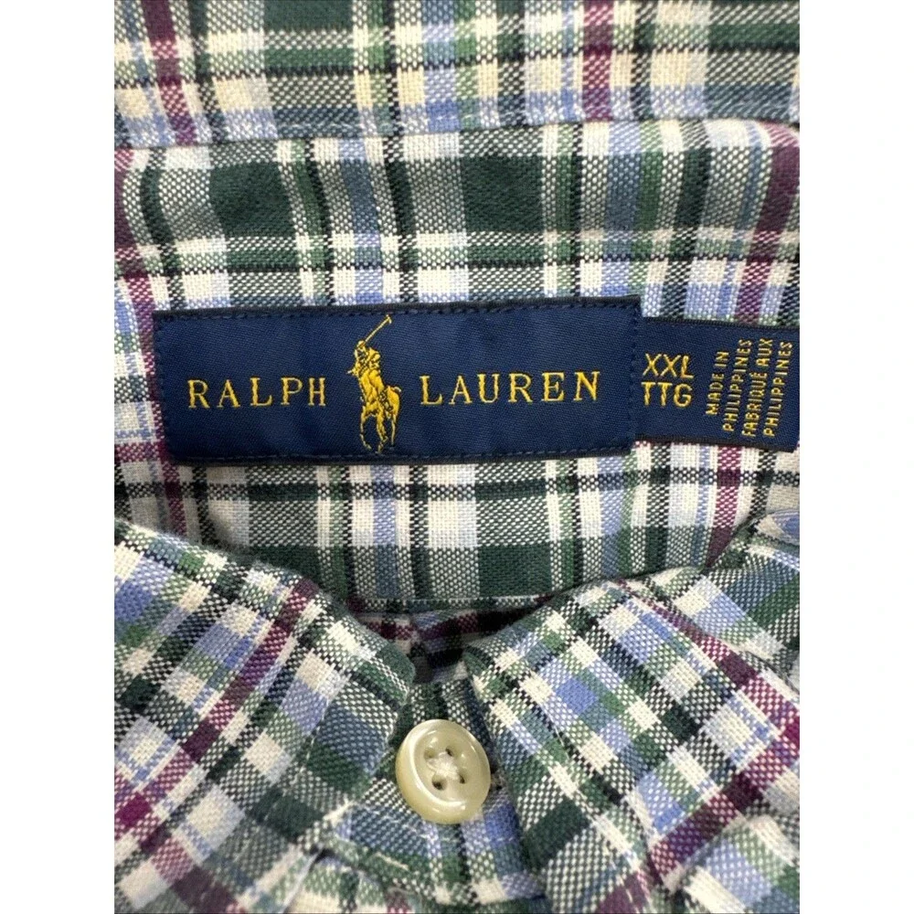 Polo Ralph Lauren Men’s XXL Green Plaid Cotton Button Down Shirt Pony Logo